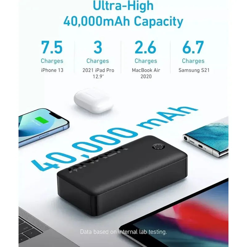 Power Bank Anker Usb-c 40000mah 30w 4 Puertos De Carga A1377 Negro