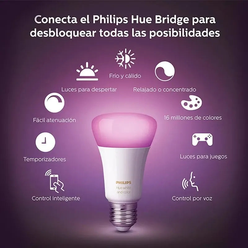 Philips Hue Pack De 4 Focos Con 16 Millones De Colores A19 Rgb