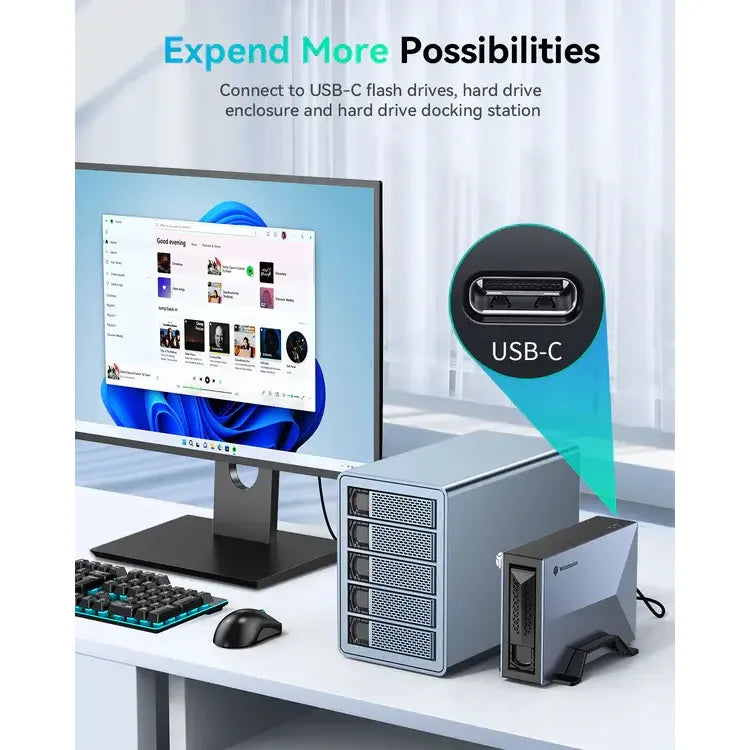 Case Nas Yottamaster Para Hdd/ssd Sata De 2,5 Y 3,5 Gris Oscuro