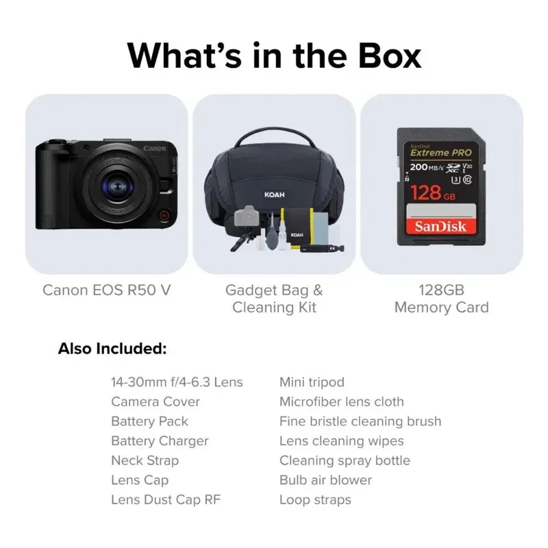 Camara Canon Eos R50 V+ 14-30 Mm F/4-6.3 + Bundle Pack Negro