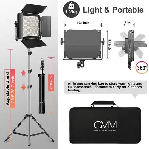 Panel De Luz Led Gvm 1000d Rgb (kit De 2 Luces)