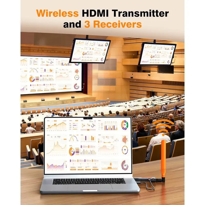 Transmisor Hdmi Inalámbrico Y 3 Receptores Alcance De 50m Negro