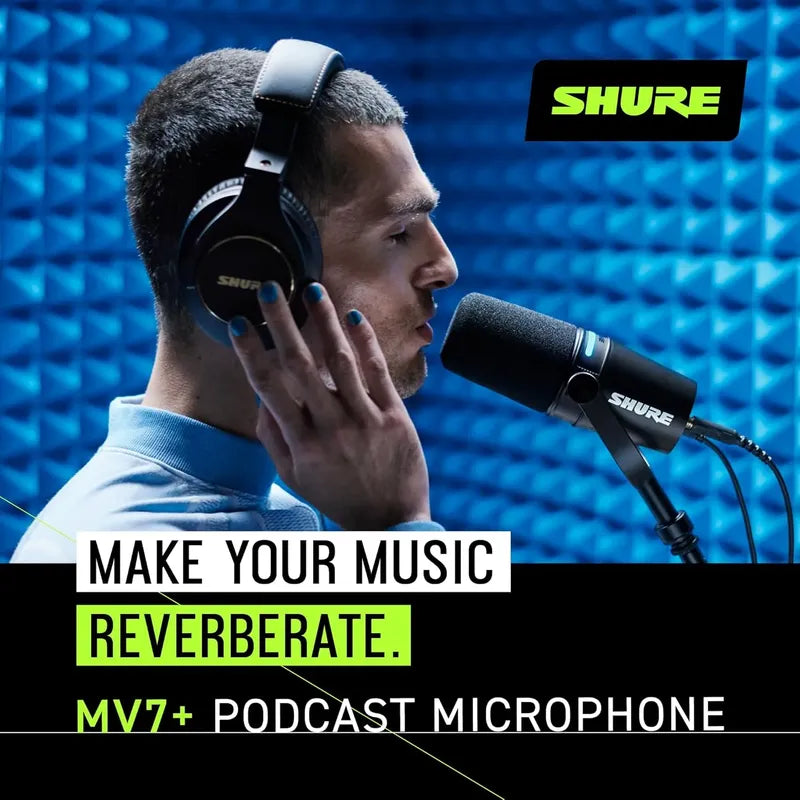 Micrófono Shure Mv7+ Dinámico Podcast Xlr/usb C/bcv