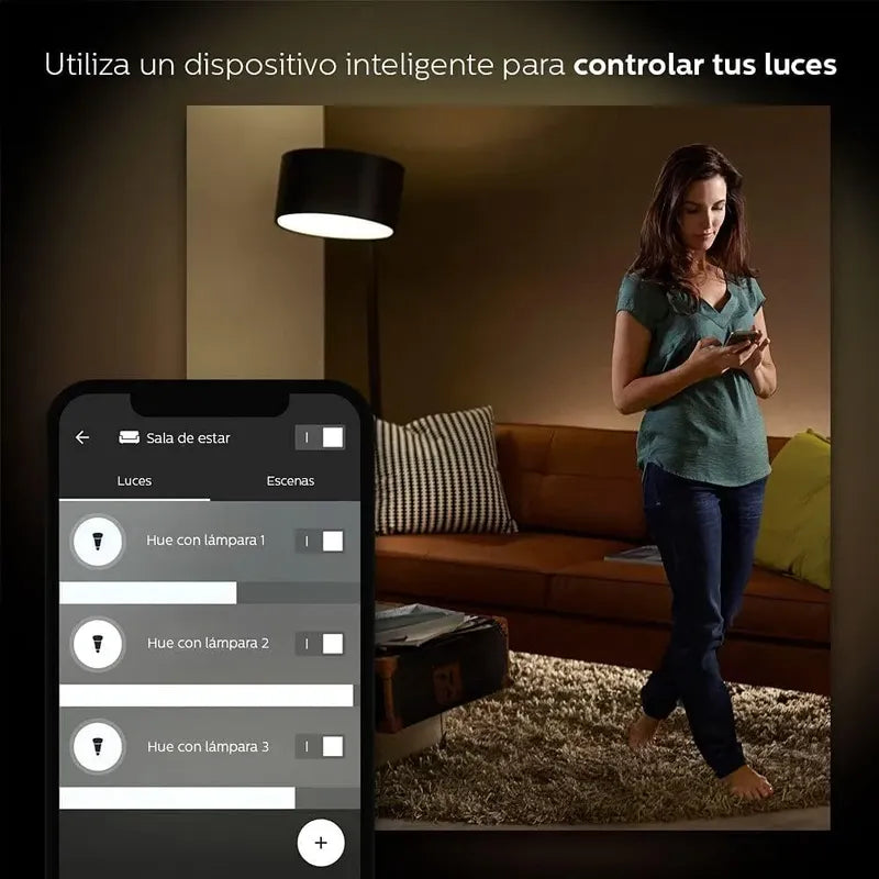 Bombillo Philips Hue A19+hue Star Kit -trabaja Alexa Y Apple Blanco Cálido