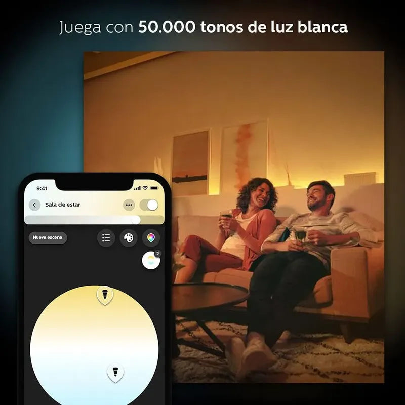 Bombillo Philips Hue A19+hue Star Kit -trabaja Alexa Y Apple Blanco Cálido