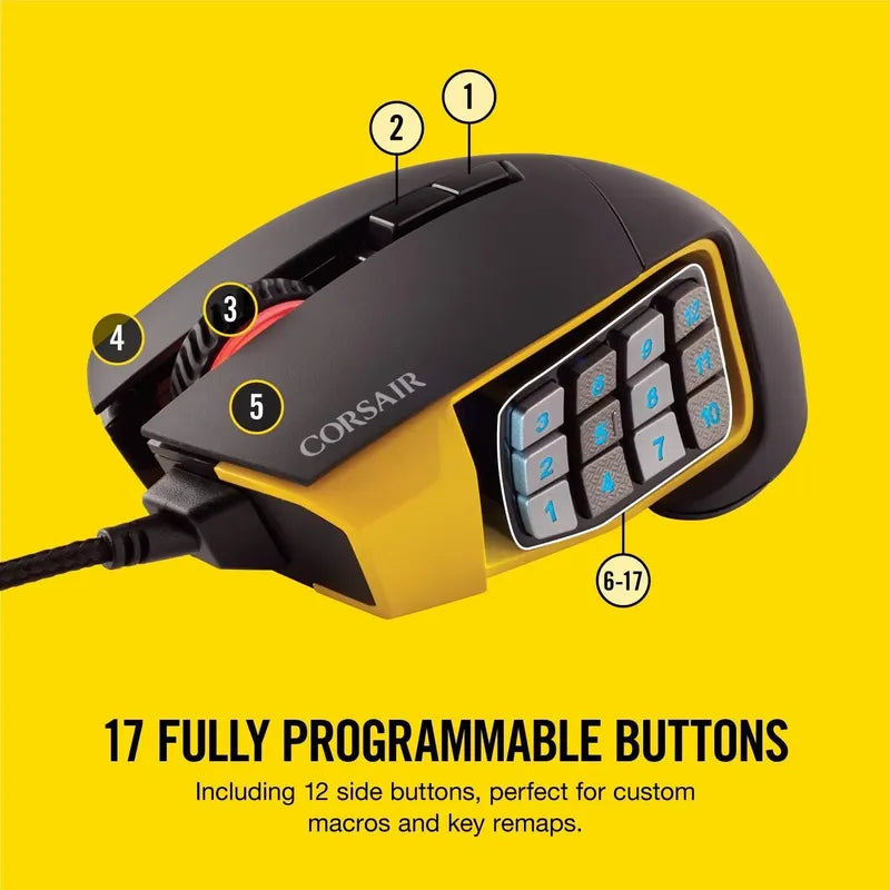 Mouse Corsair Scimitar Pro Rgb Game Mmo Sensor Optico 16.000