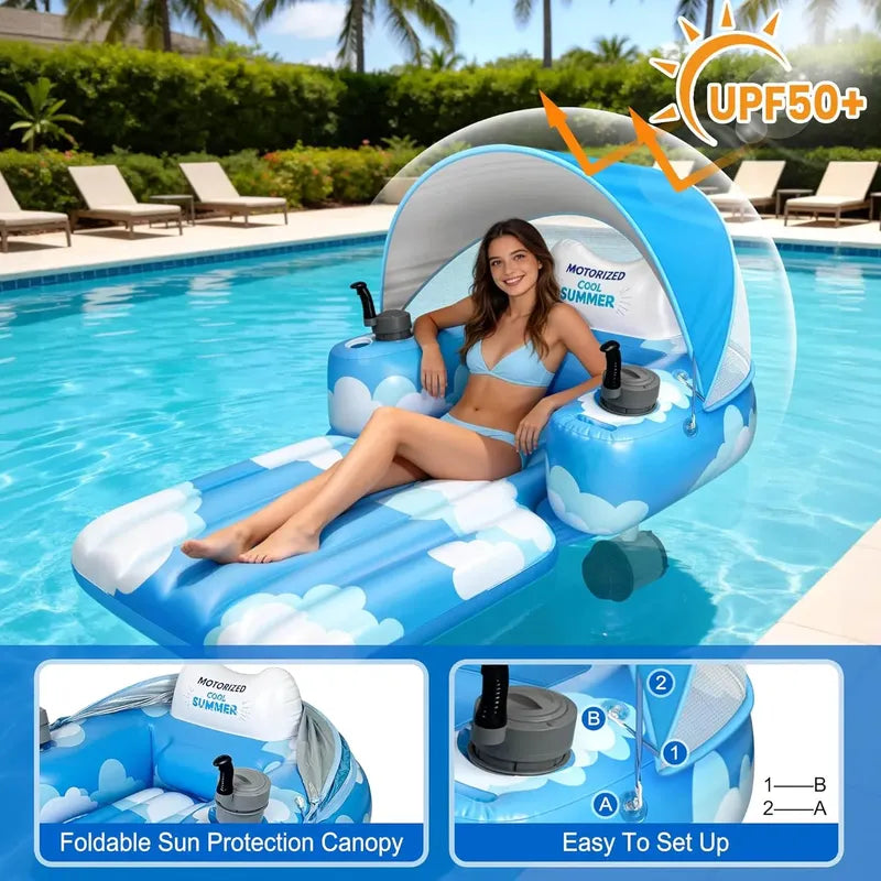 Flotador Motorizado Gigigo Eléctrico Recargable Con Toldo