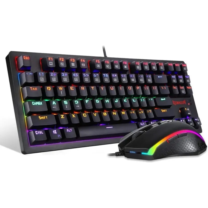 Teclado 60% Y Mouse Redragon S113 Gaming Mecanico Rgb Negro