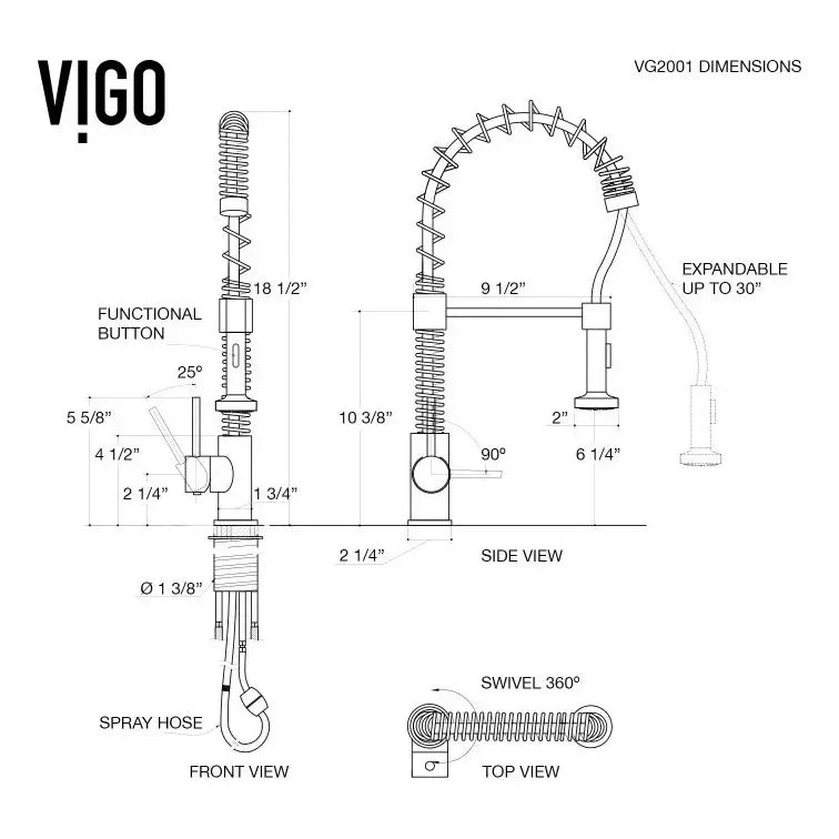 Llave Grifo Lavaplatos Vigo Cuello Extraíble Monomando Lujo