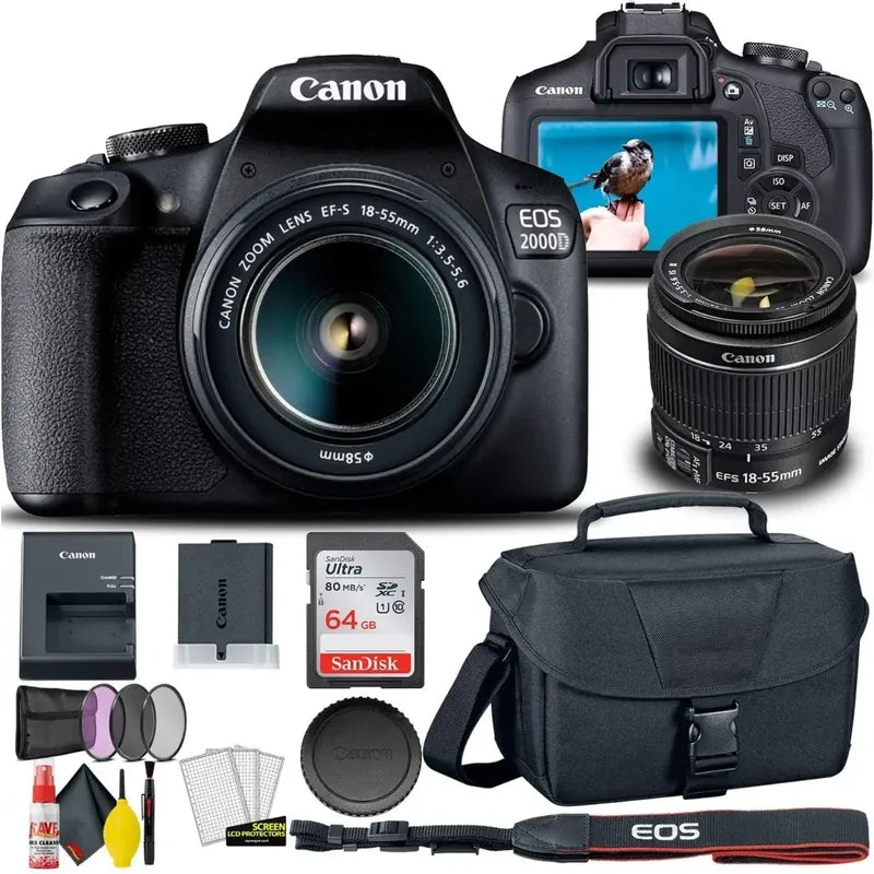 Canon Eos 2000d/rebel T7+ 18-55mm Lens+ Accesorios Negro