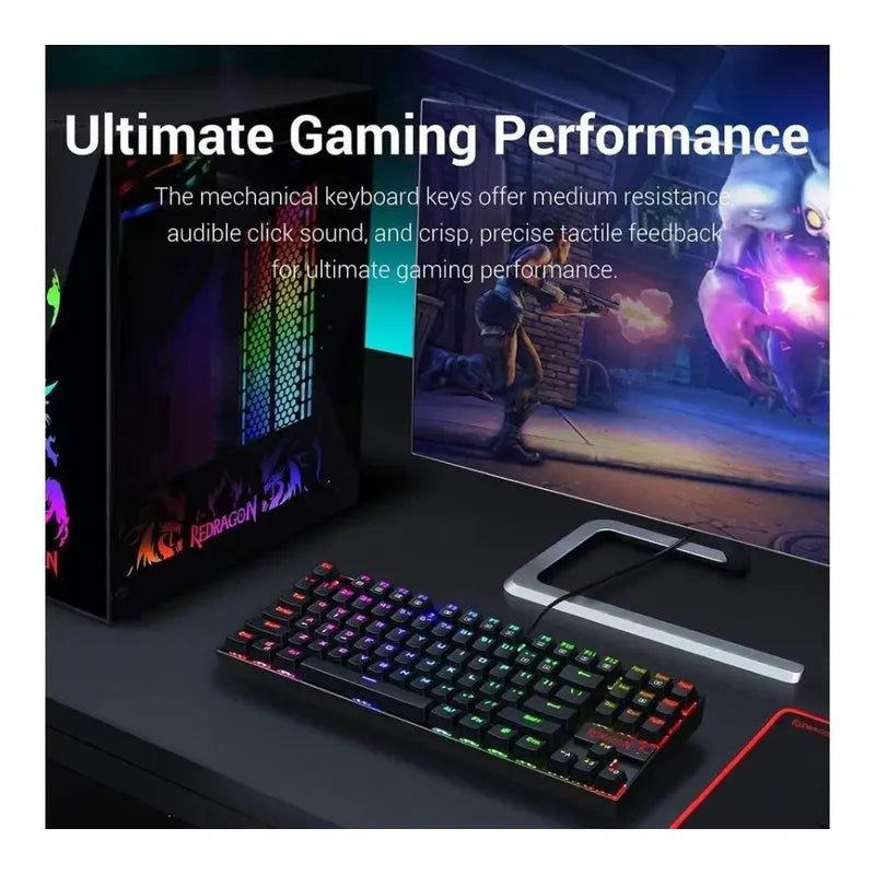 Teclado Mecanico Redragon K552 Gaming 60% Outemu Blue Rgb Negro