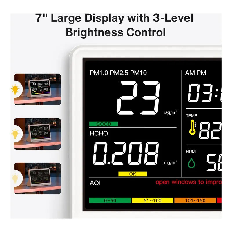 Monitor Calidad Aire 16 En 1, Co2,tvoc, Pm2.5, Pm1.0, Pm10