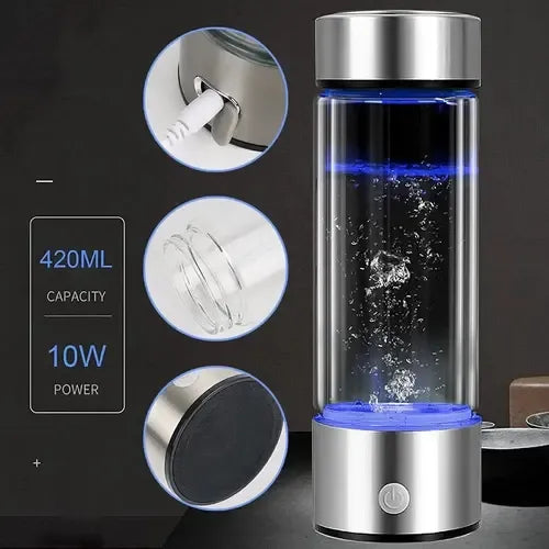Botella De Agua D Hidrógeno Portátil Aquadaily Anti-oxidante Plateado