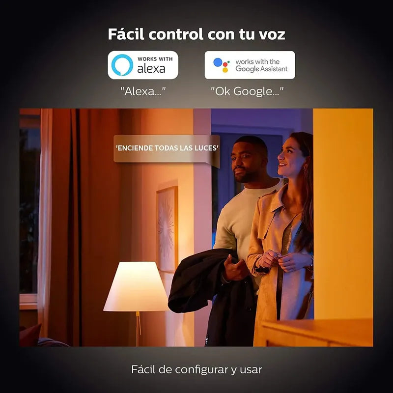 Bombillo Philips Hue A19+hue Star Kit -trabaja Alexa Y Apple Blanco Cálido