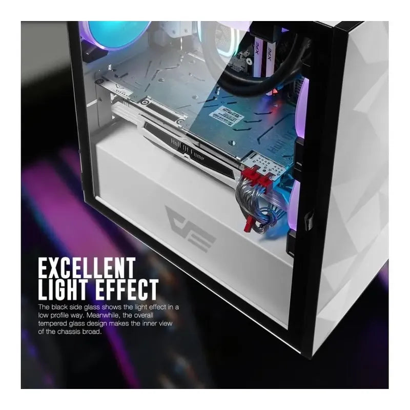 Chasis Case Darkflash Panel Lateral De Vidrio Templado Blanco