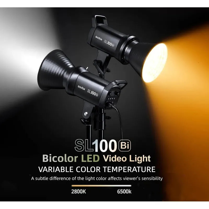 Luz De Vídeo Led Bicolor Godox Sl100bi 100w 32.100 Lux A 1 M Negro Blanco Cálido