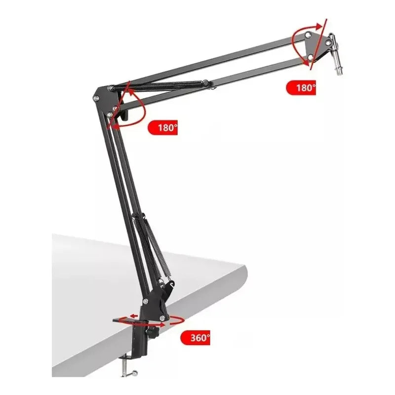 Soporte Micrófono Giratorio 360° Plegable 4 Tipos Negro