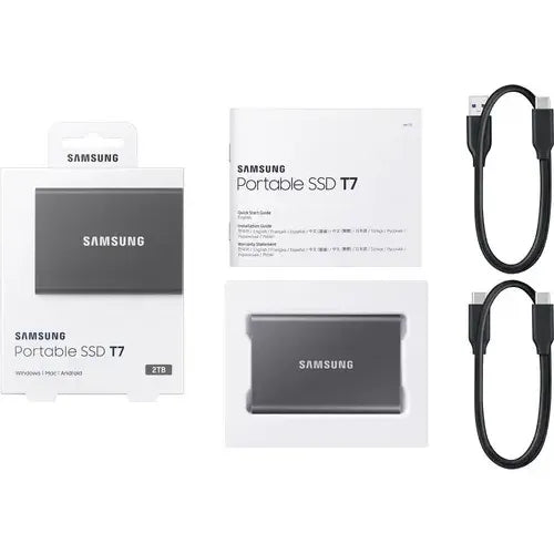 Disco Duro Ssd Portátil Samsung 2tb T7 Usb 3.2 Gen 2 Gris Oscuro