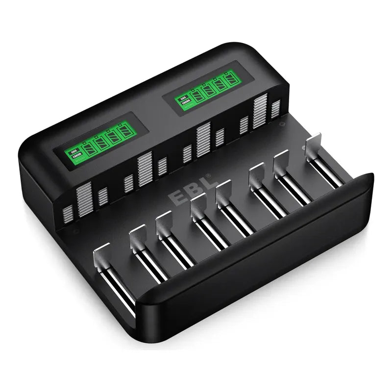 Cargador Baterias Rechargeable Ebl 8-slot Lcd Usb Aa Aaa C D