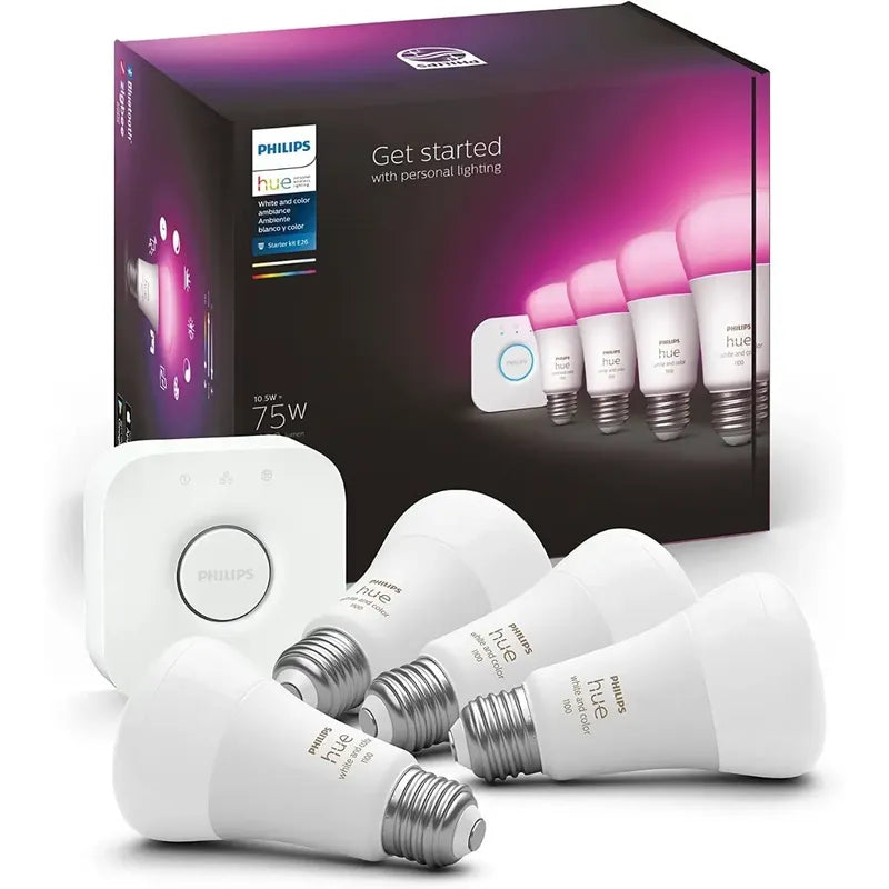 Philips Hue Pack De 4 Focos Con 16 Millones De Colores A19 Rgb