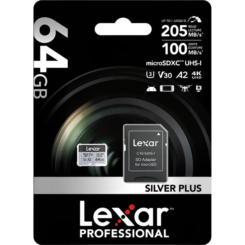 Memoria Microsdxc Lexar Silver Plus Uhs-i 64gb 205/100 Mb/s