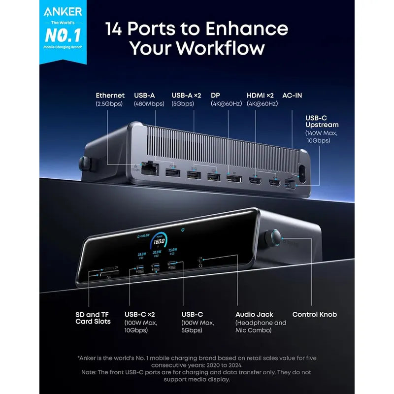 Anker Docking Station Supreme Performance For 3 Displays