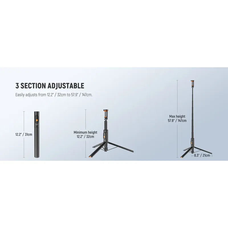 Neewer 57.9 Selfie Stick TriPod Compatible iPhone Android