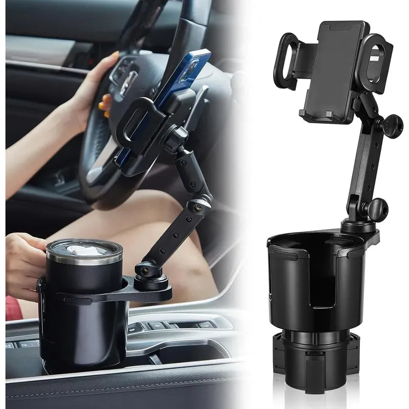 Portavasos Para Coche Soporte Ajustable Teléfono 2 En 1 Negro