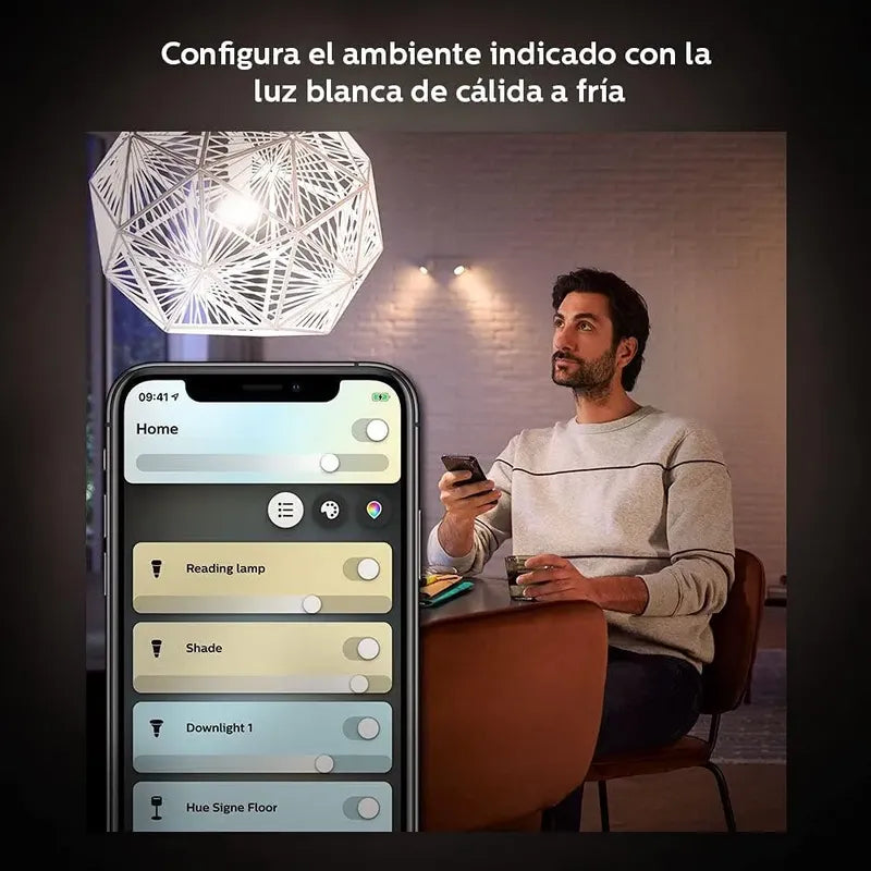 Bombillo Philips Hue A19+hue Star Kit -trabaja Alexa Y Apple Blanco Cálido