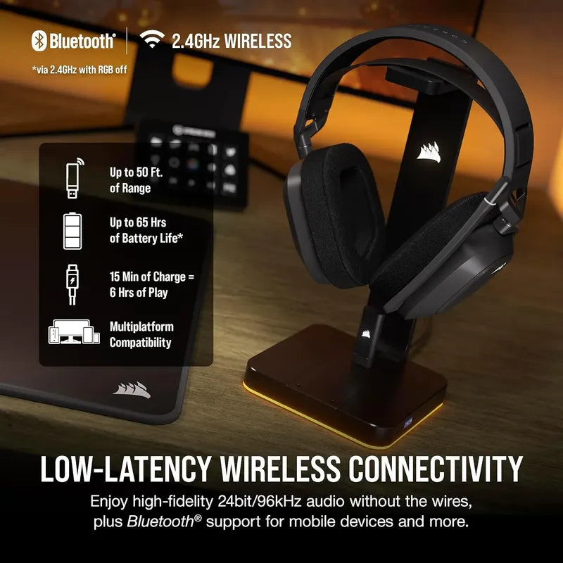 Audifonos Corsair Hs80 Max Premium Wireless Rgb Gaming Negro