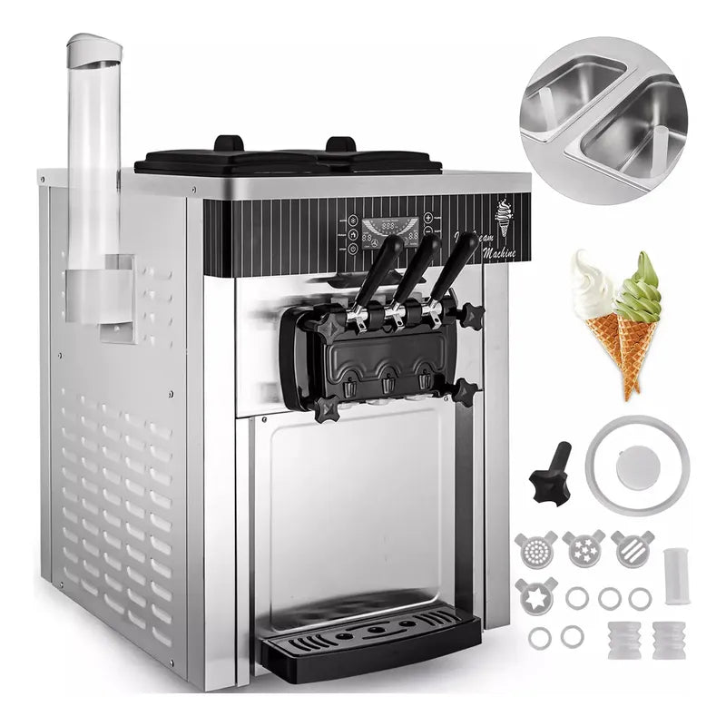 Máquina Helados Por Porción Vevor 3 Sabores 2200w 20-28 L/h