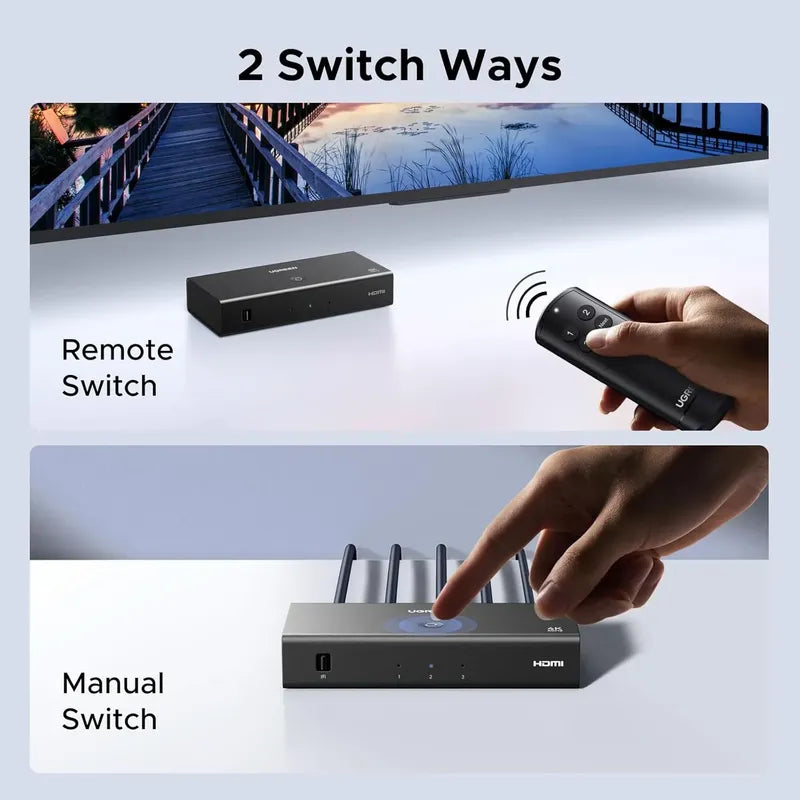 Ugreen Hdmi Switch 3 In 1 Out, 4k@60hz, Hdr10+, 3d, Dolby