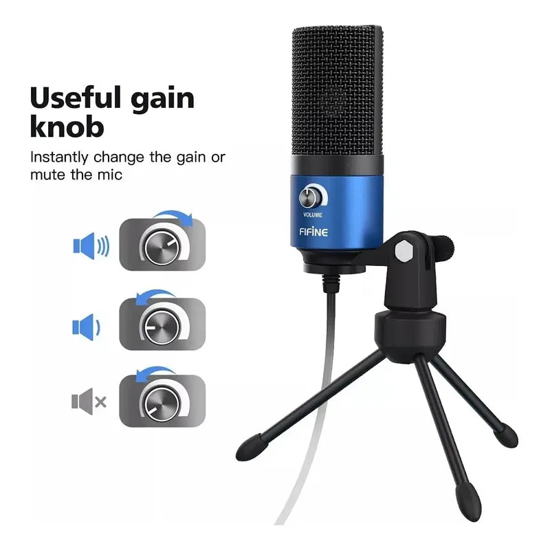 Micrófono Usb Fifine K669l Con Condensador De Metal Azul