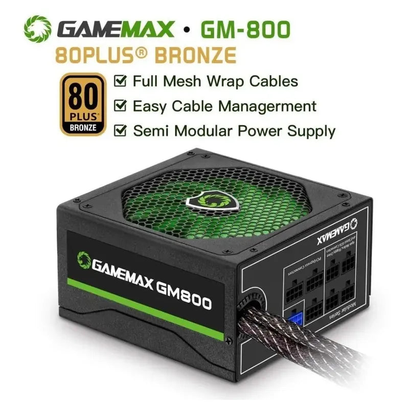 Fuente De Poder Gamemax 800w 80+ Bronze Semi Modular Gm-800