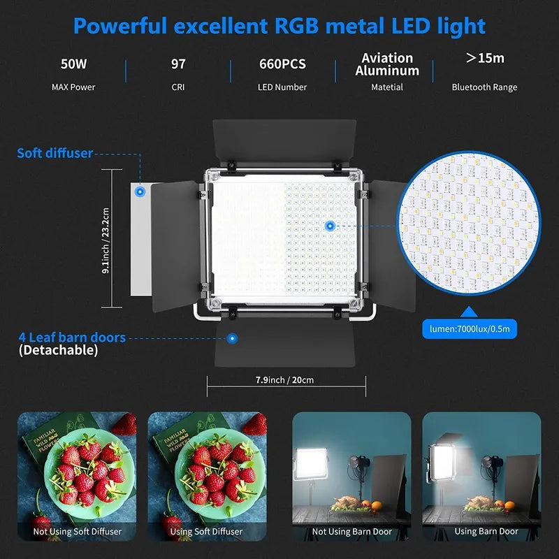 Neewer Rgb 660 Pro Kit 50w Light 360°full Color