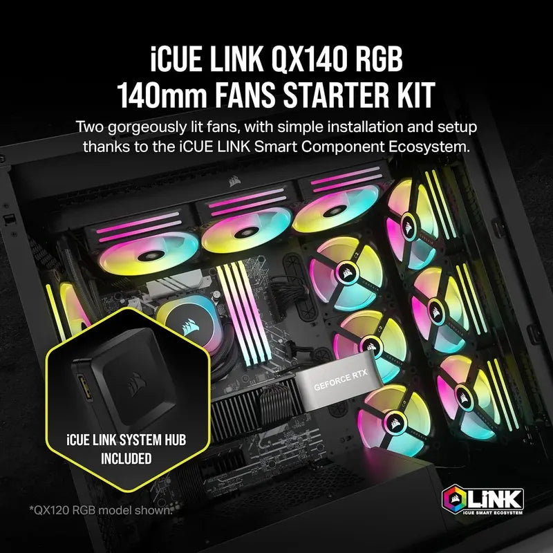 Corsair Icue Link Qx140 Rgb Starter Kit Cúpula Magnética