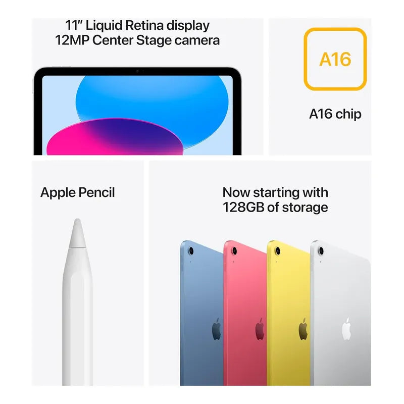 Apple iPad 11-inch: A16 Chip 128gb, Wi-fi 6 Touch Id