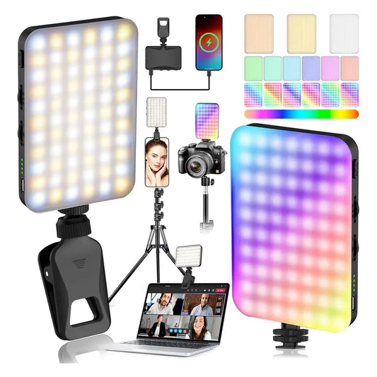 Luz Led Selfie Portátil Clip Y Zapata Recargable 2000mah Rgb