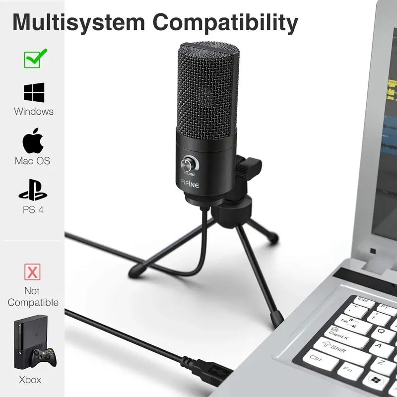 Micrófono Usb Fifine K669b Con Condensador De Metal