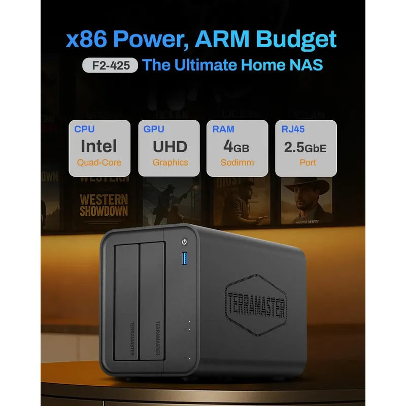 Nas Terramaster F2-425 2-bahia Intel Quad-core Cpu, 4gb Ram