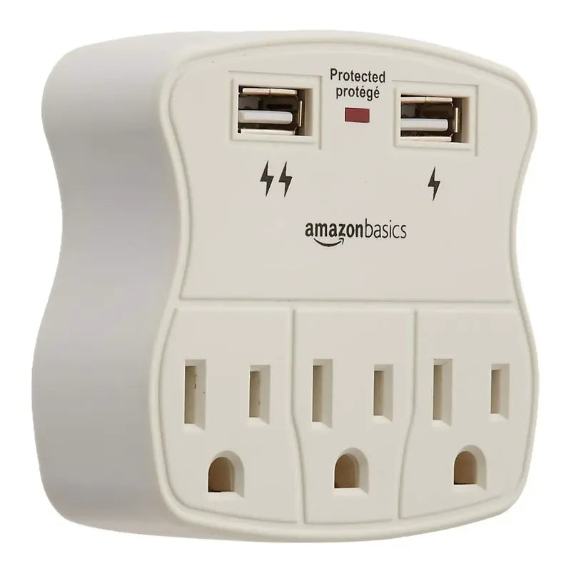 Protector Sobretensiones Amazonbasics Con 2 Puertos Usb 4.4