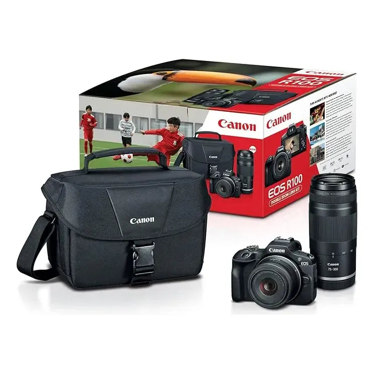 Camara Digital Canon Eos R100 Doble Zoom Kit Negro