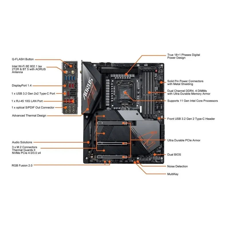 Tarjeta Madre Gigabyte Intel Z590 Aorus Master Lga 1200 Atx Negro