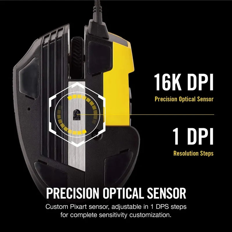 Mouse Corsair Scimitar Pro Rgb Game Mmo Sensor Optico 16.000