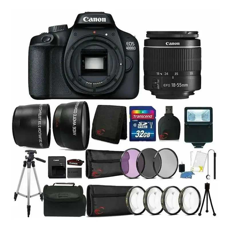 Camara Canon Eos 4000d Rebel T100 18mp Digital Slr+ 18-55mm  Negro