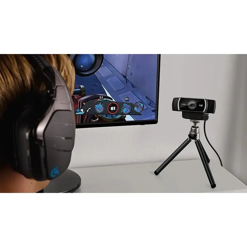 Cámara Logitech C922 Pro Hd Stream Webcam+ Tripode Negro