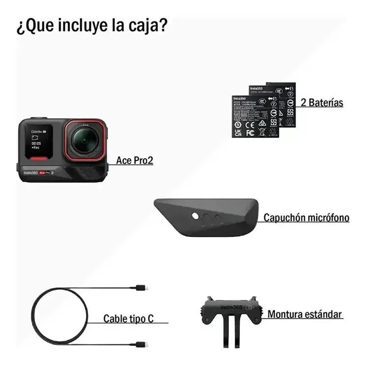 Camara De Accion Insta360 Ace Pro 2 8k + Duo De Baterias Negro