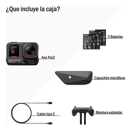 Camara De Accion Insta360 Ace Pro 2 8k + Duo De Baterias Negro