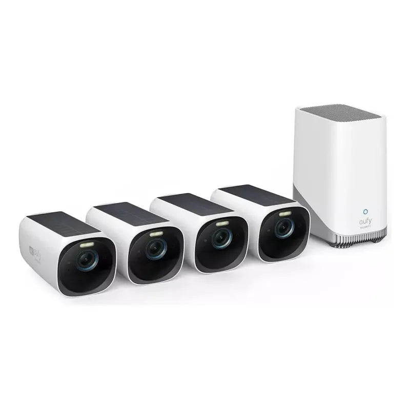 Kit De 4 Cámaras Eufycam S330 4k Wireless Con Panel Solar Blanco