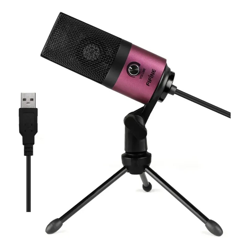 Micrófono Usb Fifine K669 Con Condensador De Metal Rojo/rosa
